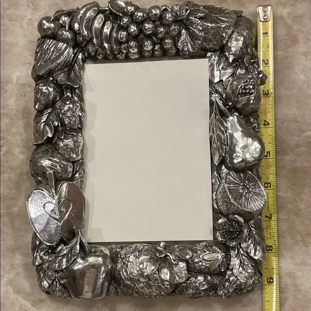 Arthur Court Silver Fruit & Leaf Ornate Wall Mirror Frame - Picture 2 of 5